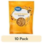 (10 pack) Great Value Oats & Honey Granola, 24 oz