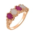 thumbnail image 1 of LBG British Made 18k Rose Gold Natural Ruby & Opal Womens Eternity Ring - 33 size options - Size 8.5, 1 of 8