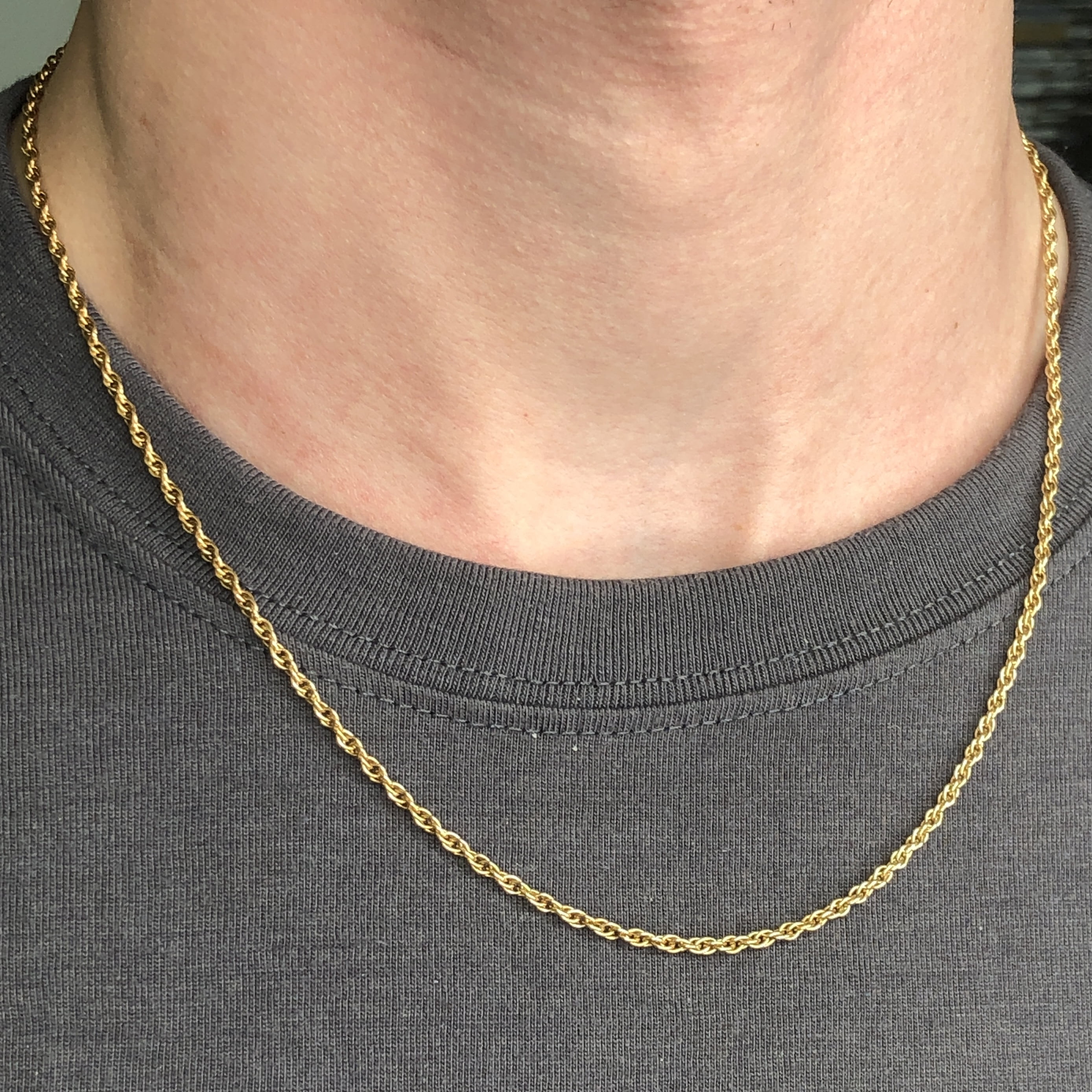 Solid 1/20 14k Yellow Gold Real Rope Chain 20 inches Mens Womens 2mm GoldsSolid
