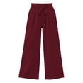 thumbnail image 4 of ZHYou No Boundarie Flowy Pants for Women Tied Elastic Waisted Breathable Lightweight Casual Wide Leg Trousers,Wine,Size 2XL, 4 of 8