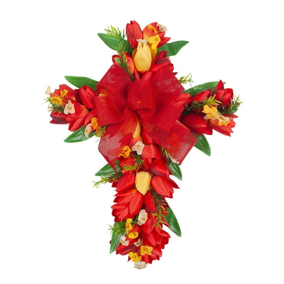 EUDIDV Easter Decor Easter Figurines Easter Wreath Wooden Frame Simulation Wreath Door Hanging Home Decoration Wreath Easter Party Supplies