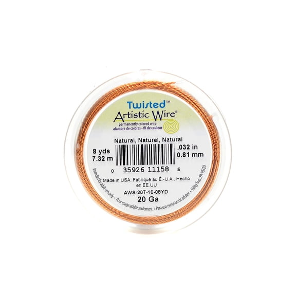 Twisted Wire Natural (Enamel Coated Copper), 20 gauge, 8 yd. spool (pack of 4)