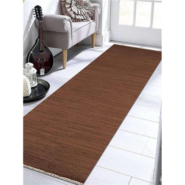 Get My Rugs D00111H00X04G84 3 x 13 ft. Hand Woven Flat Weave Kilim Wool Runner Area Rug, Contemporary - Light Brown