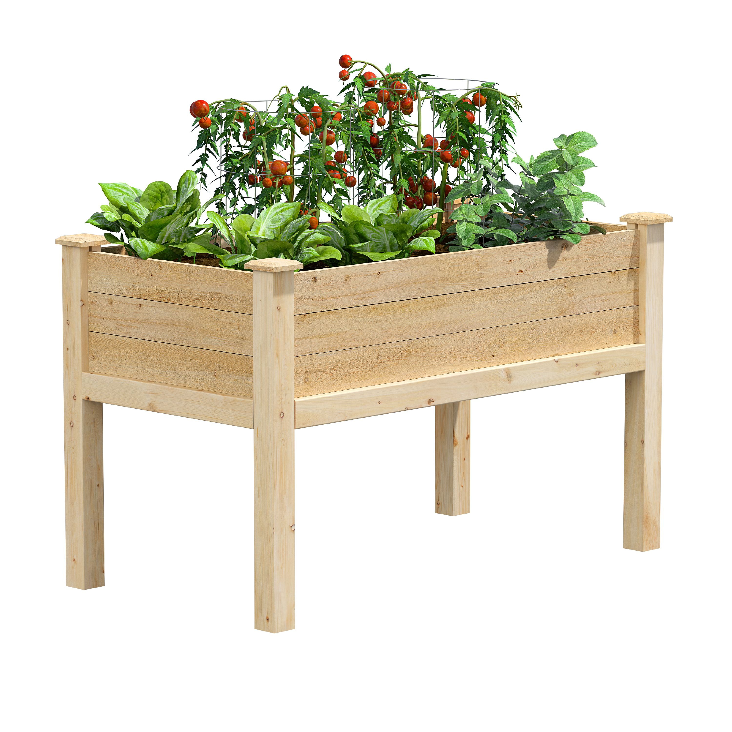 Portable Raised Garden Planter Box Outdoor Elevated Flower Vegetable Bed Wheels 
