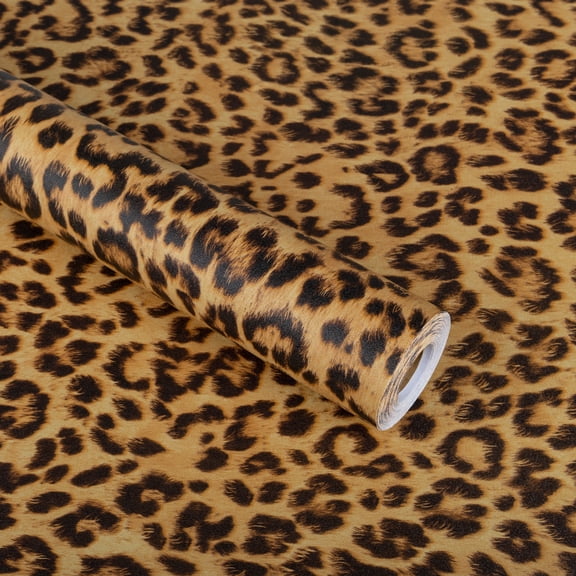 UMIGGEE Leopard Print Peel and Stick Wallpaper Removable Self Adhesive Textured Wall Paper Yellow Unique Funky Cheetah Contact Paper for Bedroom Bathroom 15.7-in x 118-in