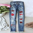 thumbnail image 2 of Gubotare Women's High Waisted Skinny Destroyed Ripped Hole Denim Pants Long Stretch Boyfriend Jeans (Hot Pink,M), 2 of 4