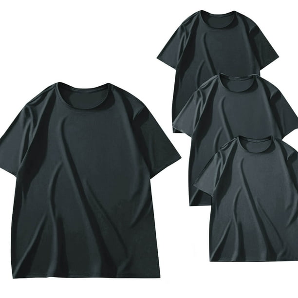 Hombres Pantalones Cortos Sólidos Tamaño Grande Mitad de Manga Cuello Redondo Superior, Blusa de Moda Casual para Al Aire Libre Y Diario