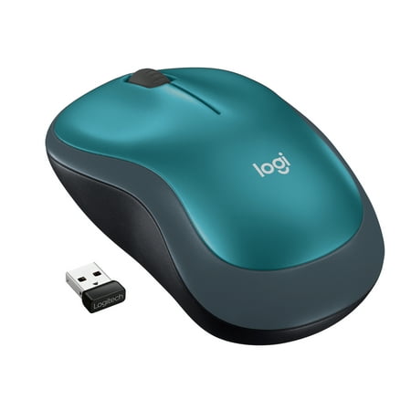 Logitech M185 Wireless Mouse, 2.4GHz with USB Mini Receiver, Ambidextrous, Blue