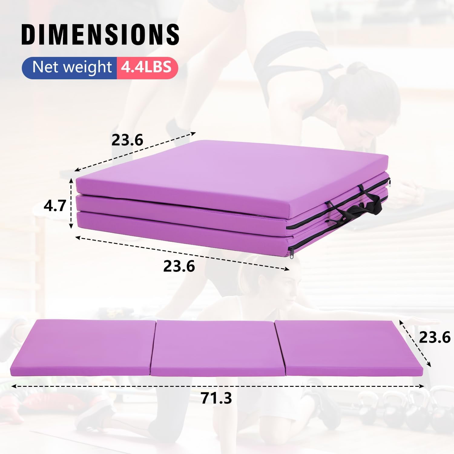 YRLLENSDAN Gymnastics Mat Wrestling Mat Gym Mat Thick Yoga Mat 2 Inch Tumbling Mat for Gymnastics Home Workout Floor Mats for Home Gym, Purple