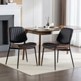 thumbnail image 2 of Mid-Century Modern Dining Chair Set of 4, PU Leather Upholstered Chair with Walnut Bentwood Back & Metal Legs, Retro Kitchen Chair for Dining Room （Black PU), 2 of 11