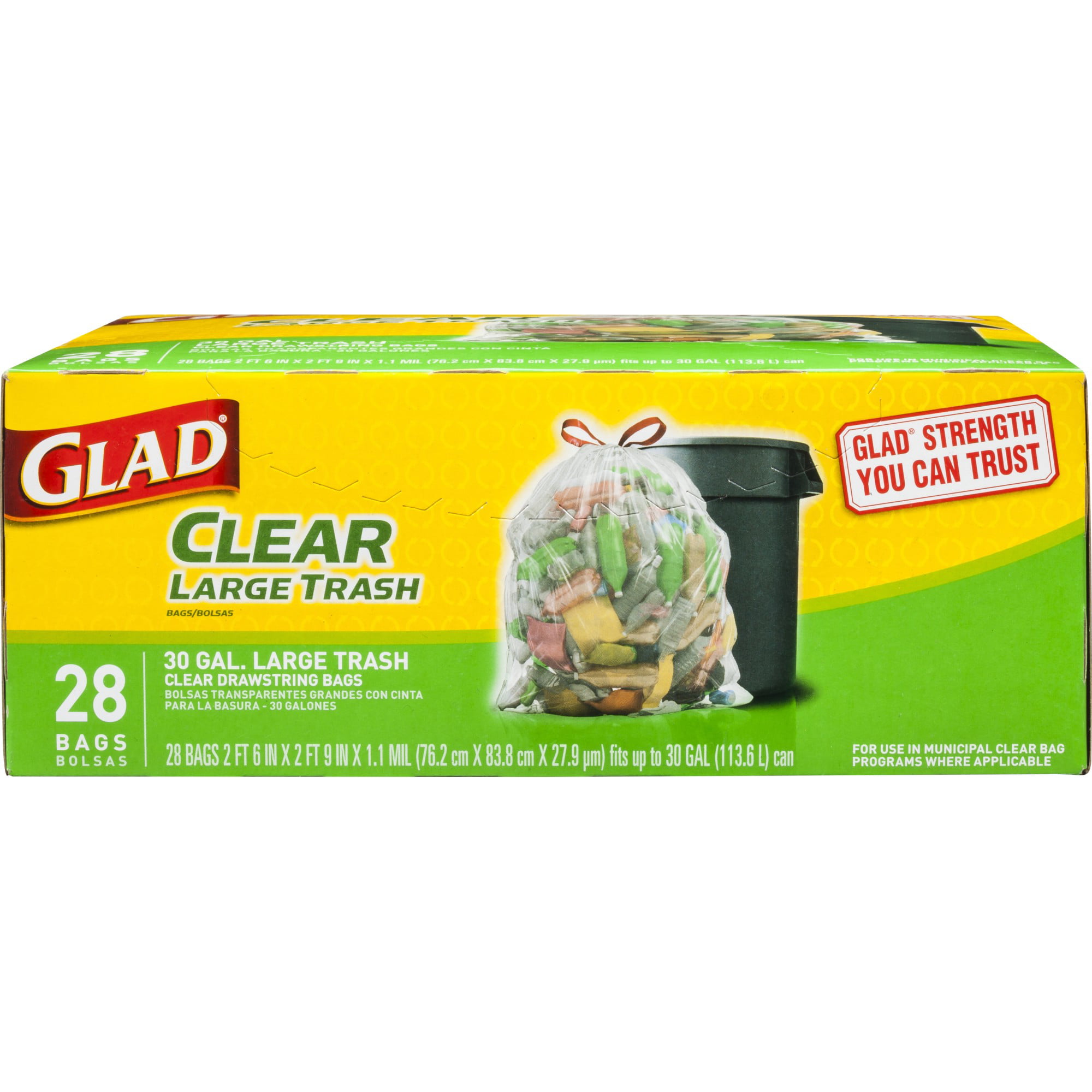 Glad Clear Recycling Large Trash Bags 30 Gallon 28 Bags Walmart com 