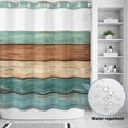 thumbnail image 2 of No Hook Shower Curtain, Farmhouse Teal Brown Shower Curtains for Bathroom with See Through Top Window, Vintage Retro Wooden Waterproof & Washable Bath Curtain Long 72"x78", 2 of 9