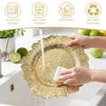 thumbnail image 6 of Yucurem 100PCS Reusable Charger Plates Bulk, 12.2" Plastic Dinner Charger Plates, Round Ruffled Rim Decorative Dinner Tableware for Wedding, Party, Event Table Decor (Gold), 6 of 9