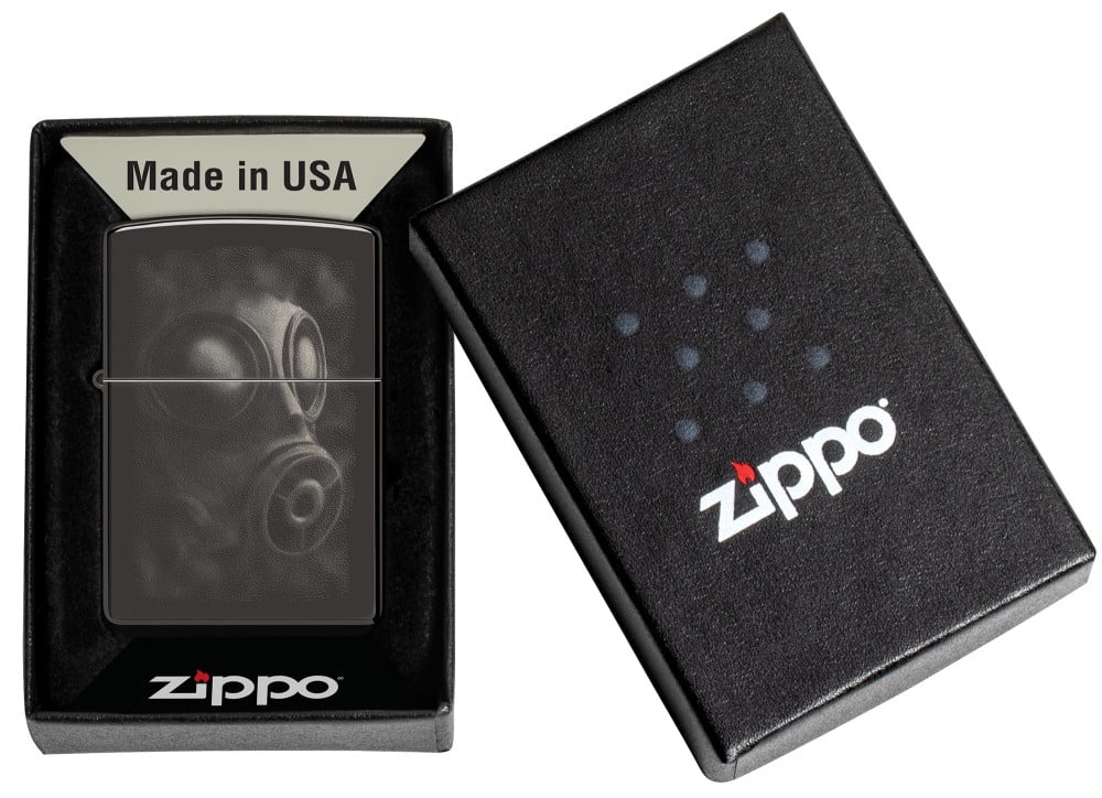 Zippo 48588 Gas Mask Design High Polish Black Windproof Lighter