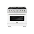 thumbnail image 2 of ZLINE 36 in. 5.2 cu. ft. Paramount Dual Fuel Range with 6 Burner Gas Cooktop and Electric Convection Oven in Stainless Steel with White Matte Door (SDR-WM-36), 2 of 2