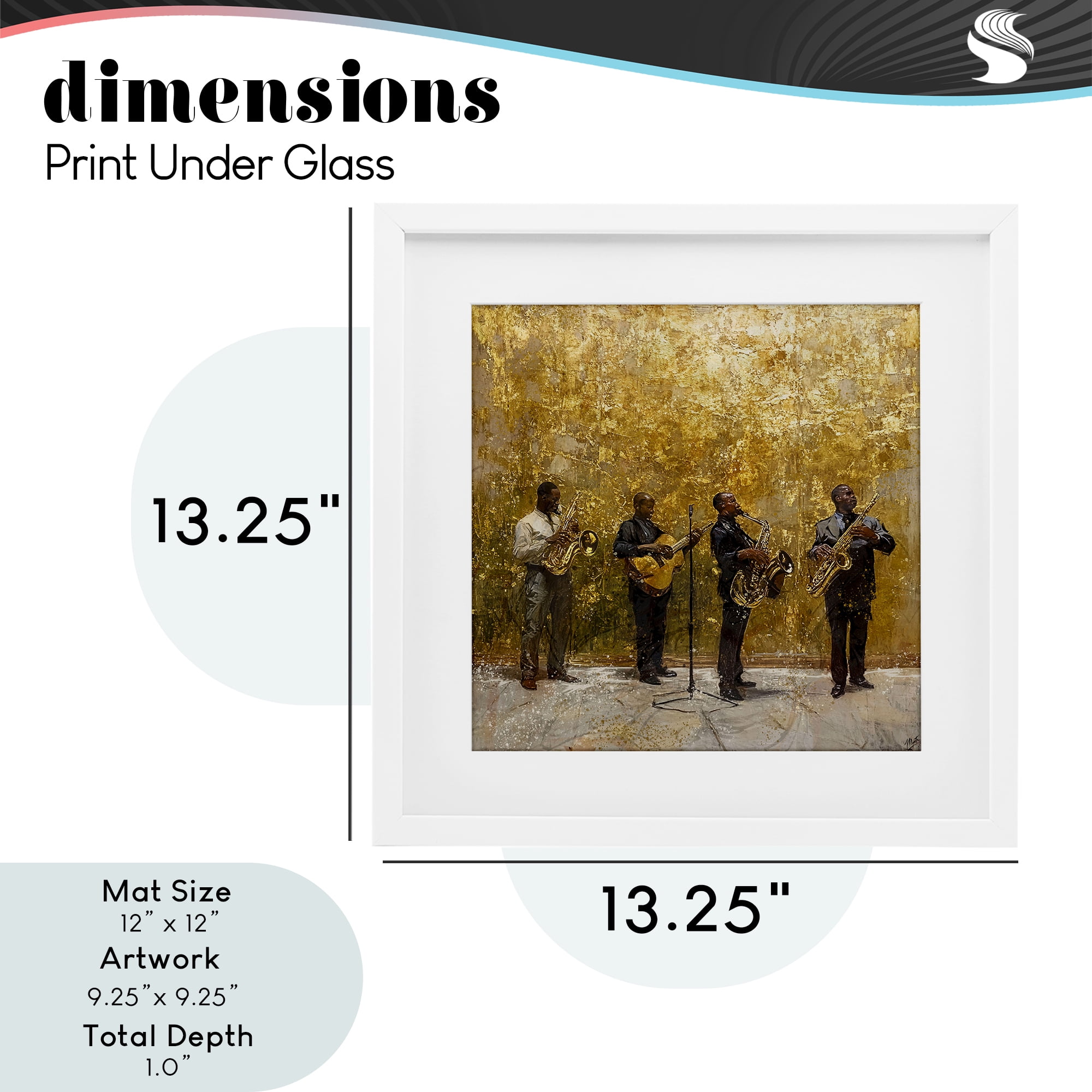 Golden Era Jazz Musicians White Framed Print Under Glass, design by Marta Wiley