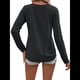 thumbnail image 3 of Camisetas de Verano con Cuello en V para Mujer, Estilo Informal, Tipo Túnica con Botones y Cuello Henley Negro S, 3 of 7