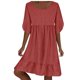 thumbnail image 1 of Vestido de Manga Corta para las Mujeres, Suelto Cuello Redondo Suéter Impresión Vestido de Moda Hecho de Poliéster Ligero para el Verano, Vestido de Verano para las Mujeres, 1 of 5