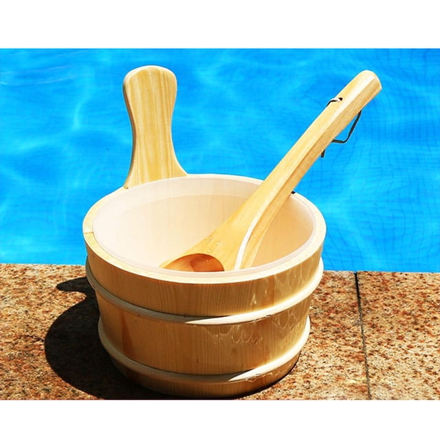 Cubo de madera para sauna con de cuchara Sauna Home SPA Herramienta de Sharpla Cubo de sauna y cucharón