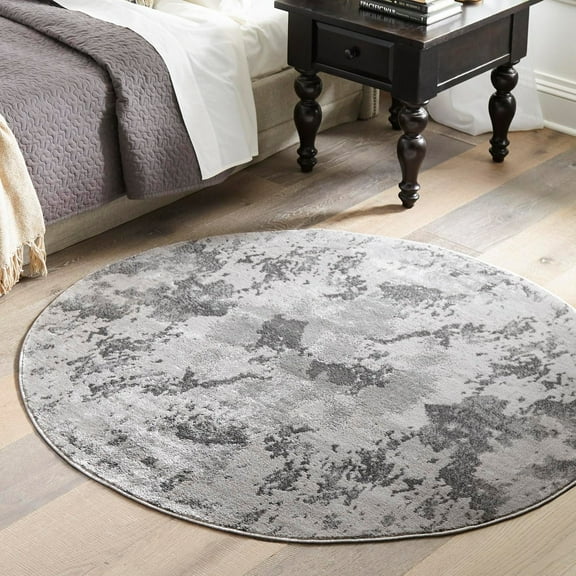 Unique Loom Metro Collection Area Rug - Space (4' Round Light Gray/Gray)