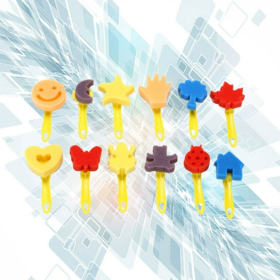 SASABAXI Sponge Paint Brushes Kids DIY Design 8*3.1in Assorted Color 12-Pcs/ Graffiti Drawing