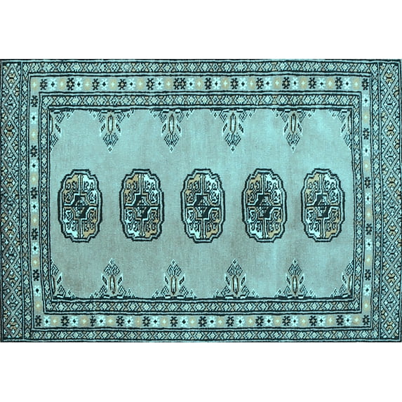 Ahgly Company Indoor Rectangle Southwestern Light Blue Country Area Rugs, 5' x 8'