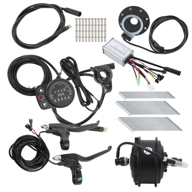 48V 250W Hub Motor and Controller Kit, KT-900S Display Meter, Brake Lever, Thumb Throttle, Assist Sensor for 26in Wheel Electric Bike Conversion