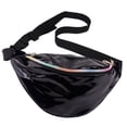 thumbnail image 4 of De cinturo Con Cremallera Ajustable Brillante Riñonera Deportiva Para Viaje Senderimos Gimnasia Negro jinwen Shiny Holographic Fanny Pack, 4 of 5