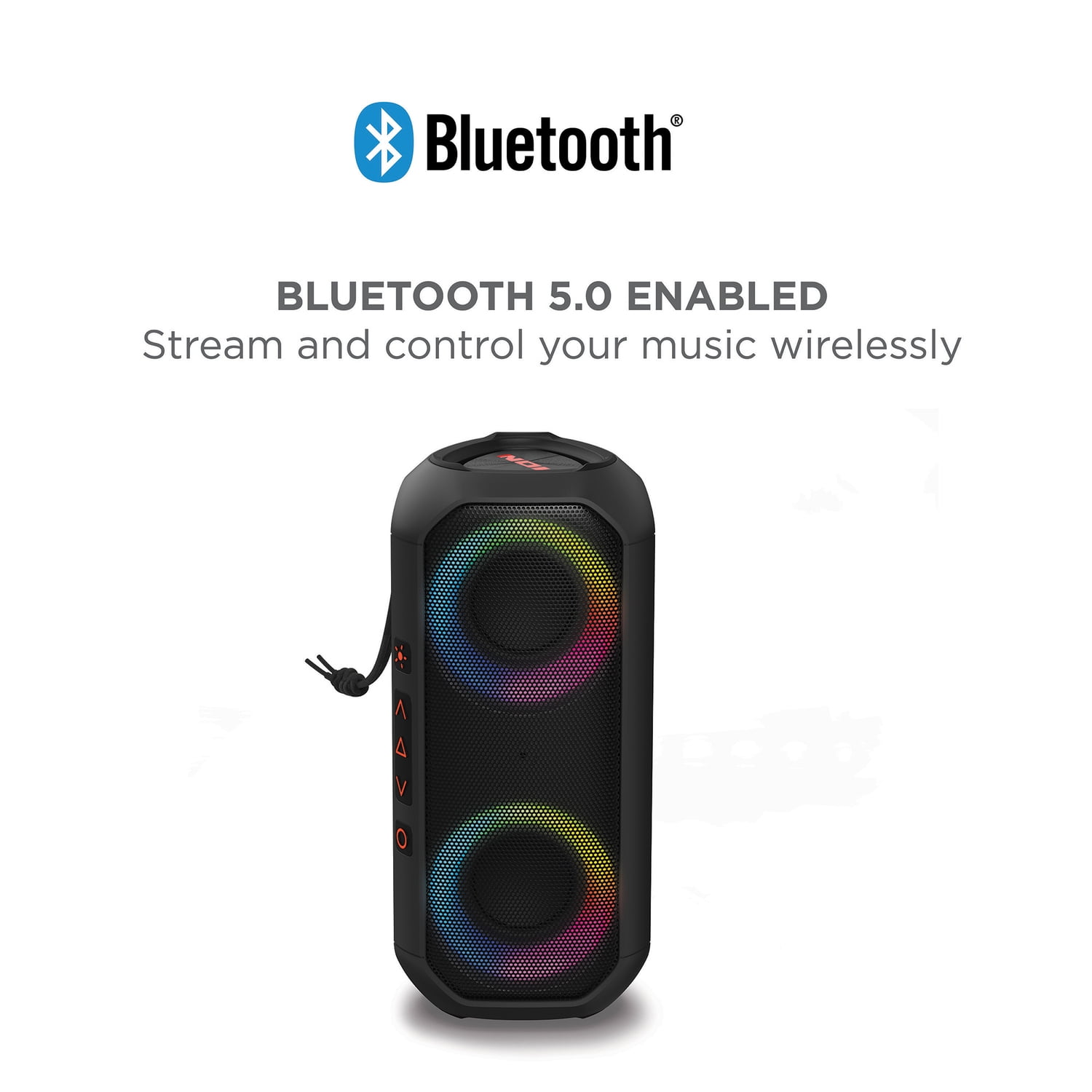 ION Uber Boom Built-in Handle LED Lighting Waterproof Wireless Bluetooth Portable Speaker, Black, UBERBOOMXUS