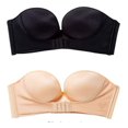 thumbnail image 1 of 2 Pack Women Hand Shape Front/Back Buckle Custom Lift Invisible Wirefree Anti-Slip Strapless Push Up Bra, 1 of 7