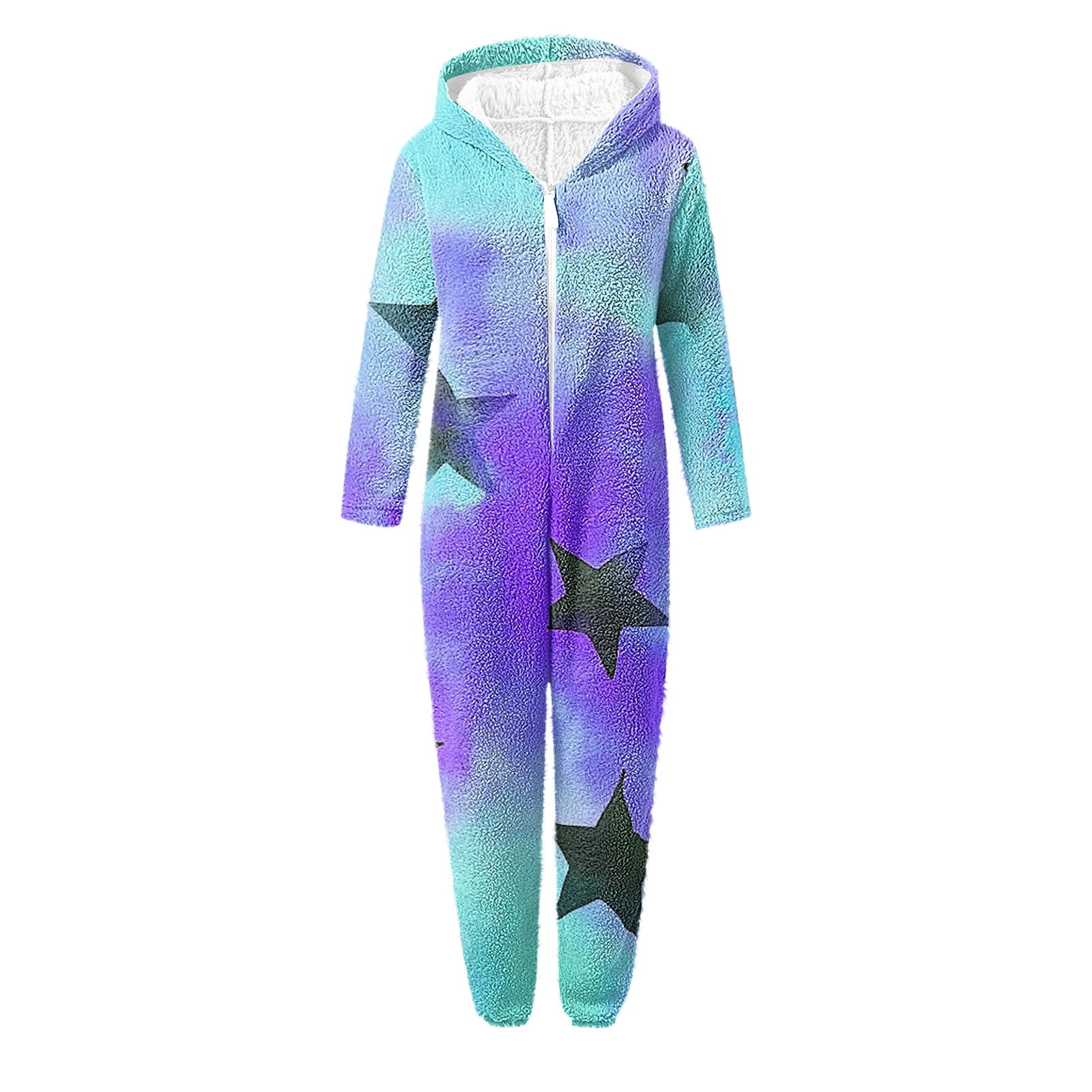 Aofany Girls Onesies Pajamas Fleece Zip Up Jumpsuits Fuzzy Sherpa One Piece Loungewear Sleepwear Kids Hooded Rompers Costume Winter Clothes for 5-15 Years