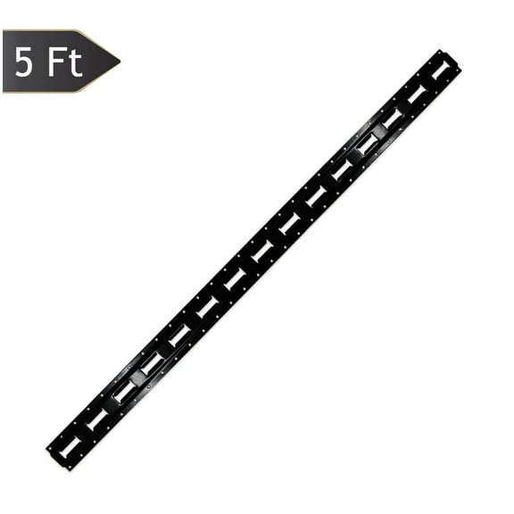 "DC Cargo Mall E Track Tie-Down Rail, Black Powder-Coated 12 Gauge Steel ETrack TieDown, 5' x 5"" Vertical E-Track, Bolt-On Tie Down Rail for Cargo on Pickups, Trucks, Trailers, Vans"