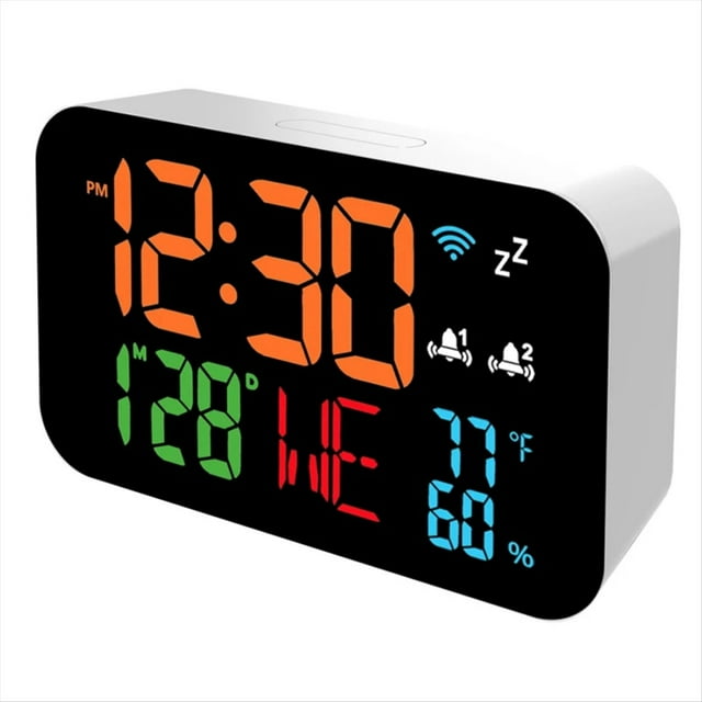 Tuya WiFi Reloj Calendario Termómetro Inteligente Higrómetro con Pantalla LED Digital Soporte WIFI Autocalibración