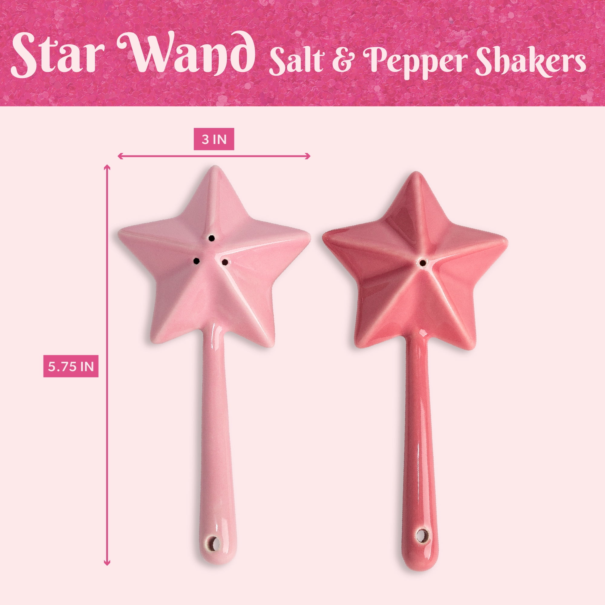 Paris Hilton 2 Piece Star Wand Ceramic Salt and Pepper Shakers