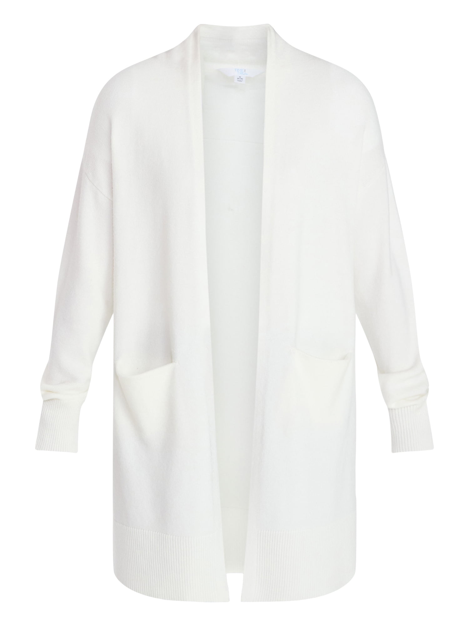 Time and Tru Women's Long Open Front Cardigan Sweater with Long Sleeves, Sizes XS-XXXL