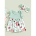 thumbnail image 2 of Bagilaanoe Newborn Baby Girl Rompers Dress Floral Print Sleeveless Bodysuit + Headband 3M 6M 12M 18M Infant Patchwork One Piece Jumpsuit, 2 of 9