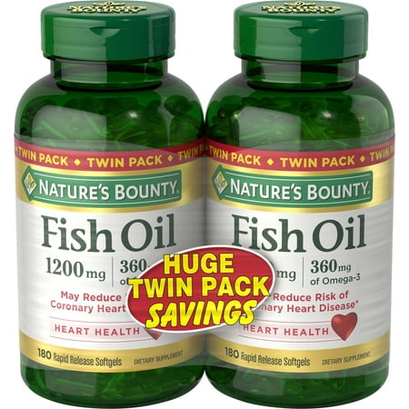 Nature's Bounty Fish Oil Omega-3 Softgels, 1200 Mg, 180 Ct, 2 (Best Fish Oil To Raise Hdl)