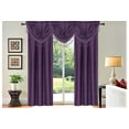 thumbnail image 1 of Set of 5 piece 2 panels R64 and 3 matching waterfall valances PURPLE color blackout light filtering lined window curtain for living room, bedroom, sliding door décor, 1 of 3