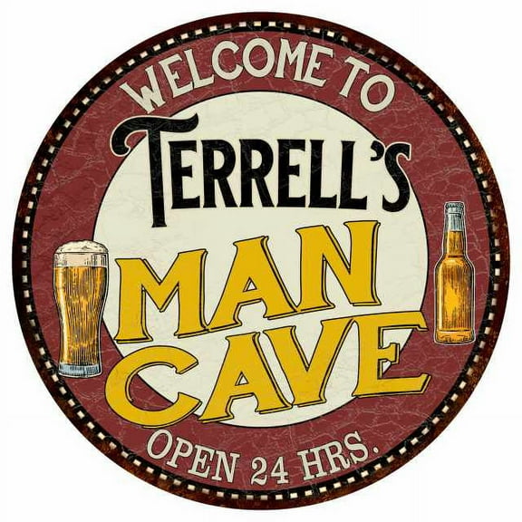 Terrell's Man Cave 14" Round Metal Sign Kitchen Bar Wall Decor 100140035447