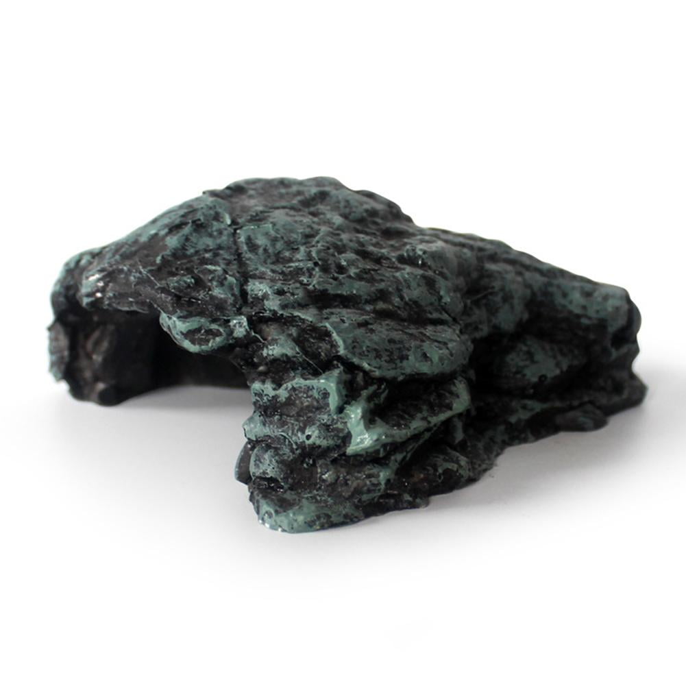 Waterproof Resin Reptile Hideout Rock Shape Terrarium Shelter For Lizard Gecko Snake Frog Tank Decor Black 8.5x8x4cm