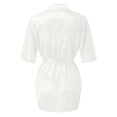 thumbnail image 4 of Zhi Women's Solid Nine-Minute Sleeve Satin Lace Robe, Silky Fabric, Nightwear & Lounge Wear,White, 4 of 6