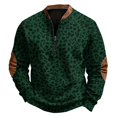 thumbnail image 2 of Men's Leopard Print Half Zip Sweatshirt, Trendy Retro Long Sleeve Stand Collar Pullover, Fall Comfy Loose Fit Casual Top Dark Green XL, 2 of 5