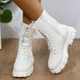thumbnail image 4 of Bottes pour Femmes Cheville Britannique Solides à Lacets Bout Rond Semelle Épaisse Talon Bas, 4 of 9