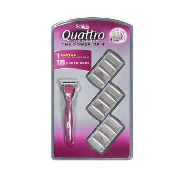 Schick Quattro for Women Razor, with 12 Cartridges