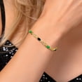 thumbnail image 5 of Gem Stone King 18K Yellow Gold Plated Silver Green Nano Emerald and Black Onyx and Lab Grown Diamond Bracelet for Women | 3.21 Cttw | Gemstone May Birthstone | Oval 6X4MM | Length 7.25 inches, 5 of 6