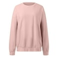 thumbnail image 5 of larppty Women's Casual Crew Neck Sweatshirt Loose Soft Long Sleeve Pullover Tops with Pocket (Light Pink, S), 5 of 7