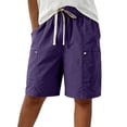 thumbnail image 6 of Women Bermuda Shorts Only Moment Baggy Cargo Shorts Women Chemical Fiber Blends with Pockets High Waisted Stretch Knee Length Shorts for Women Summer Walking Purple,4XL, 6 of 9