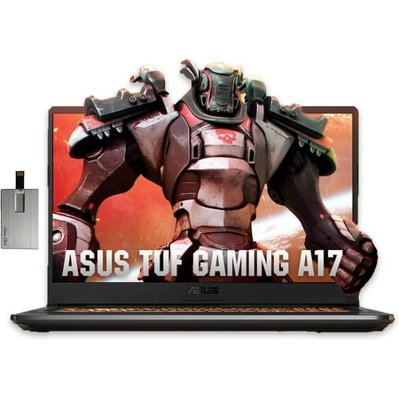 ASUS TUF A17 Laptop, 2022 17.3" 144Hz FHD Gaming Laptop, AMD Ryzen 5 4600H, NVIDIA GeForce GTX 1650, 8GB RAM, 512GB PCIe SSD, RGB Backlit Keyboard, Windows 11, Bonfire Black, 32GB Snowbell USB Card