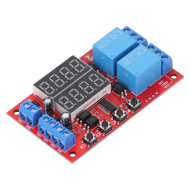 Módulo de ciclo de tiempo, módulo de retransmisión de 2 canales 24v Conexión de Conexión Inversa Configuración Automática de Protección