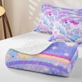 thumbnail image 4 of Erosebridal Cartoon Animal Unicorn Bed Spread Queen For Kids,Kawaii Rainbow Stars Queen Coverlet Set,3 Pieces, 4 of 7